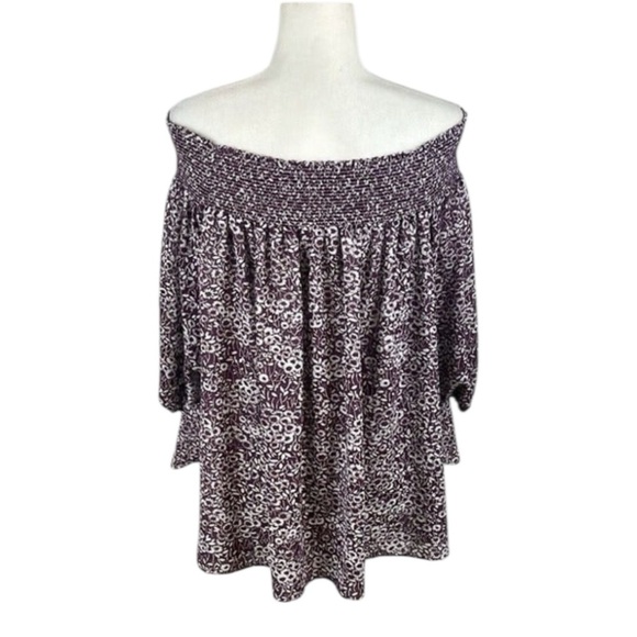 Loft Purple & White Floral Off The Shoulder Top Size M - Picture 4 of 9